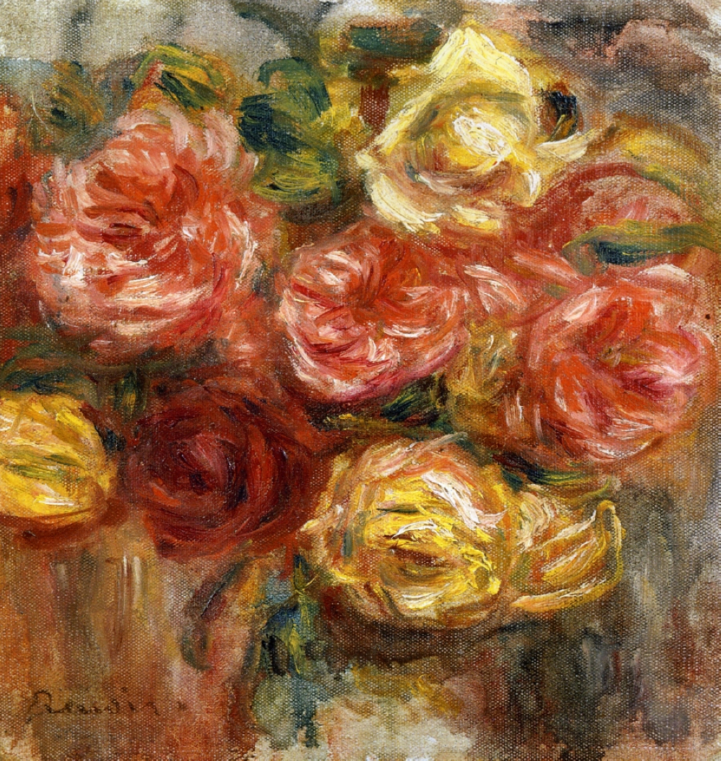 Bouquet of roses in a vase 1900